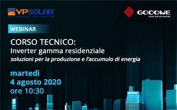 Gamma inverter residenziali e ibridi GoodWe: webinar tecnico il 4 agosto  per approfondire